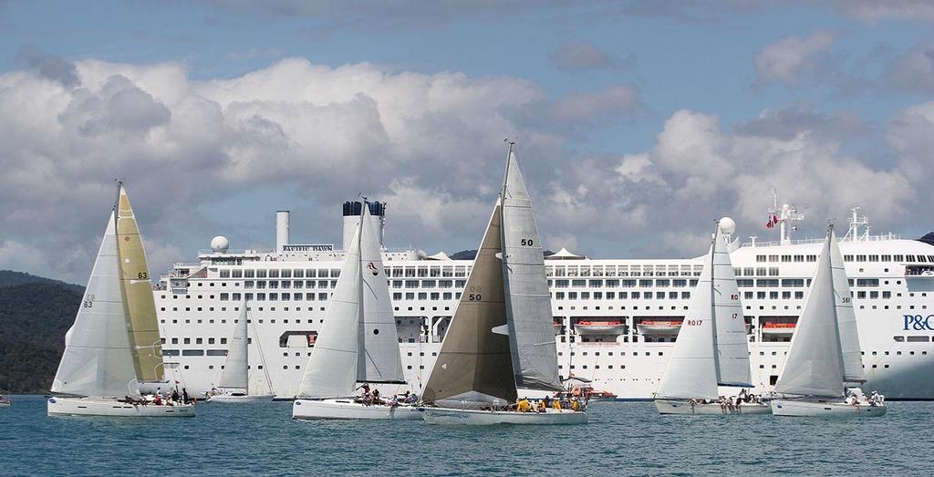 Cruise ship backdrop to Day 3 racing - Abell Point Marina Airlie Beach Race Week 2013 © Sail-World.com http://www.sail-world.com